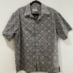1990's Cotton Cooke Street Aloha Shirt - Grey w/ Hawaiian Print